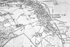 1895 OS map showing expanded railway town prior to the later Town Council housing developments from 1921.