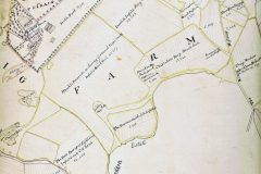 Hope’s 1769 map extract identifying “ Remains of an old Chaple” in field called Chaple Lees