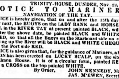 November 1854 Trinity House Dundee notification of erection of Lucky Tower for guidance of mariners