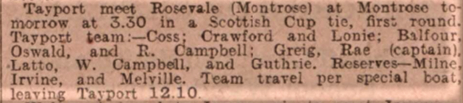 Tayport Heritage Trail - Board 16 - 28/9/1907 notification of 4th Round Scottish Cup tie