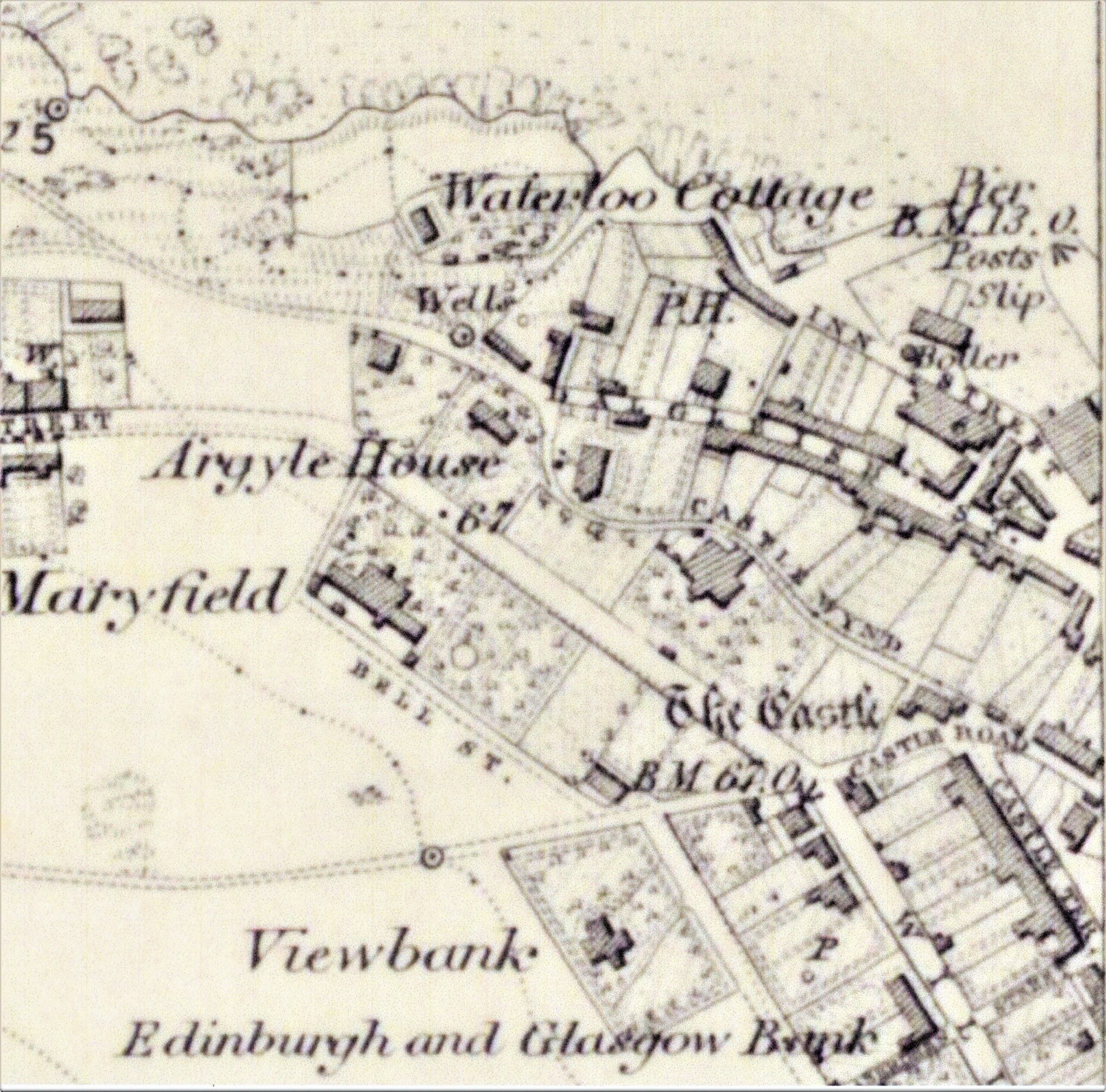 Tayport Heritage Trail - Board 5 - Extract OS map circa 1855 showing Castle Wynd which was later renamed Back Dykes
