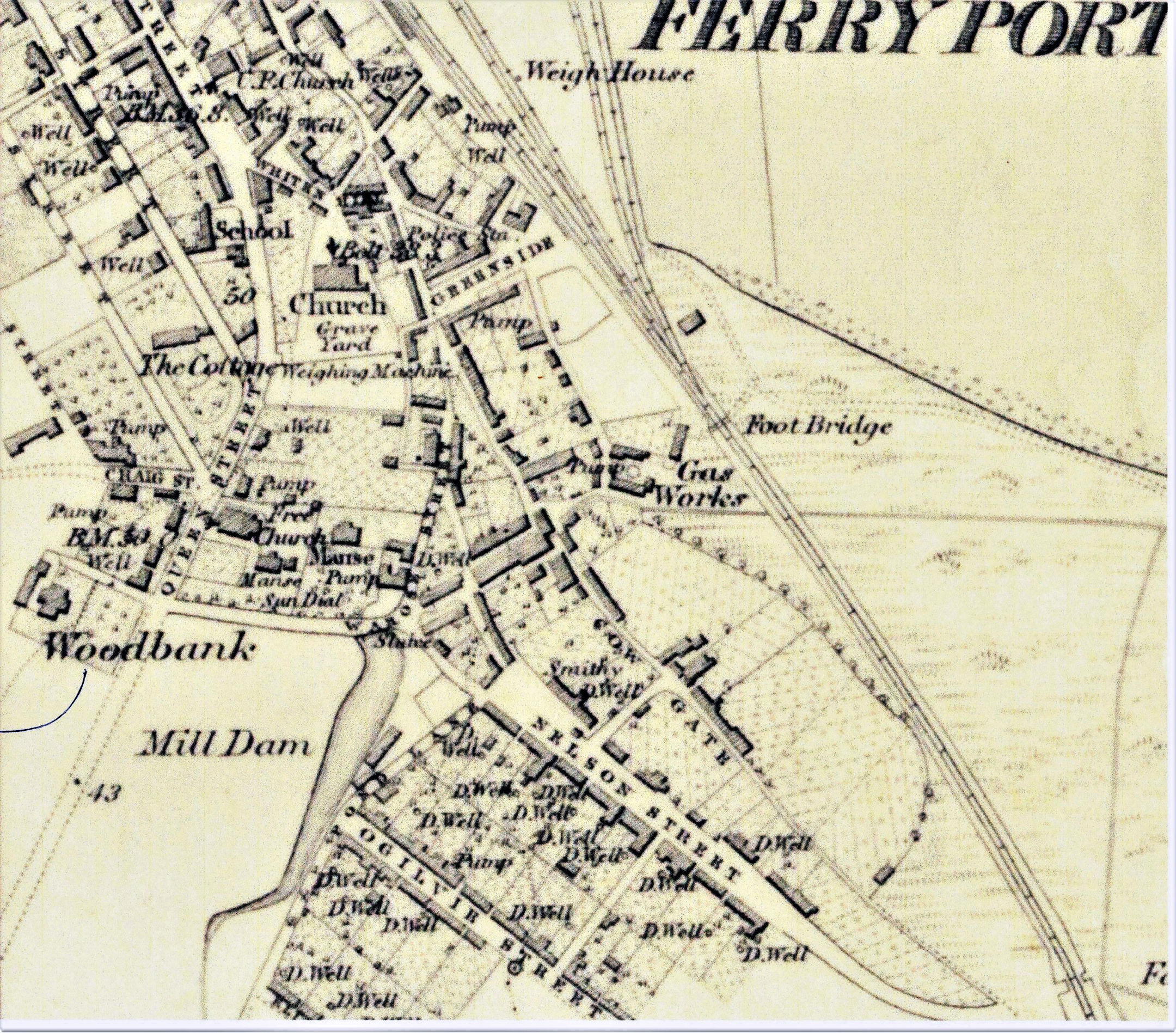 Tayport Heritage Trail - Board 22 - Extract from OS 1855 map prior to new public school