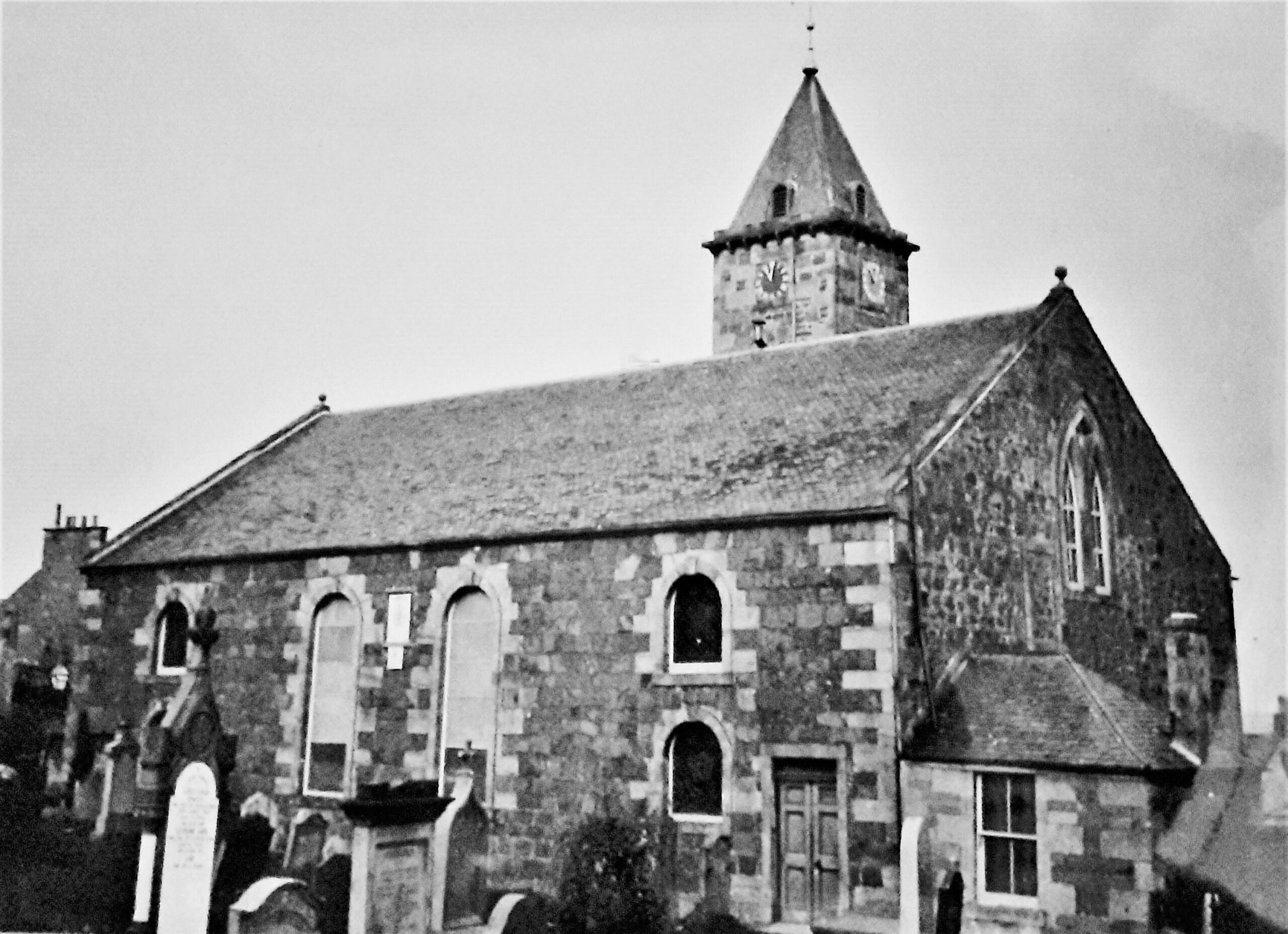 Tayport Heritage Trail - Board 23 - Church prior to construction of organ extension in 1890s