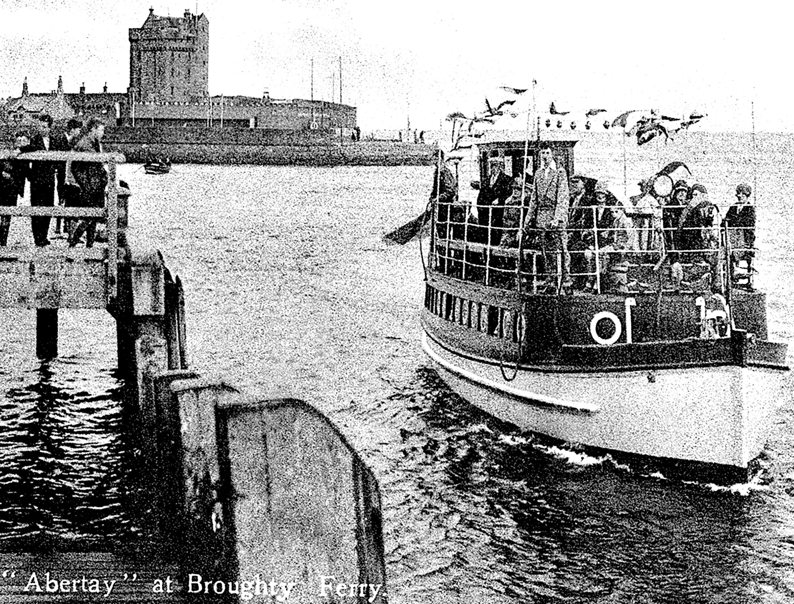 Tayport Heritage Trail - Board 24 - Abertay ferry circa 1930s (operated by Messrs Scott of the Abertay Foundry under lease from NBR)