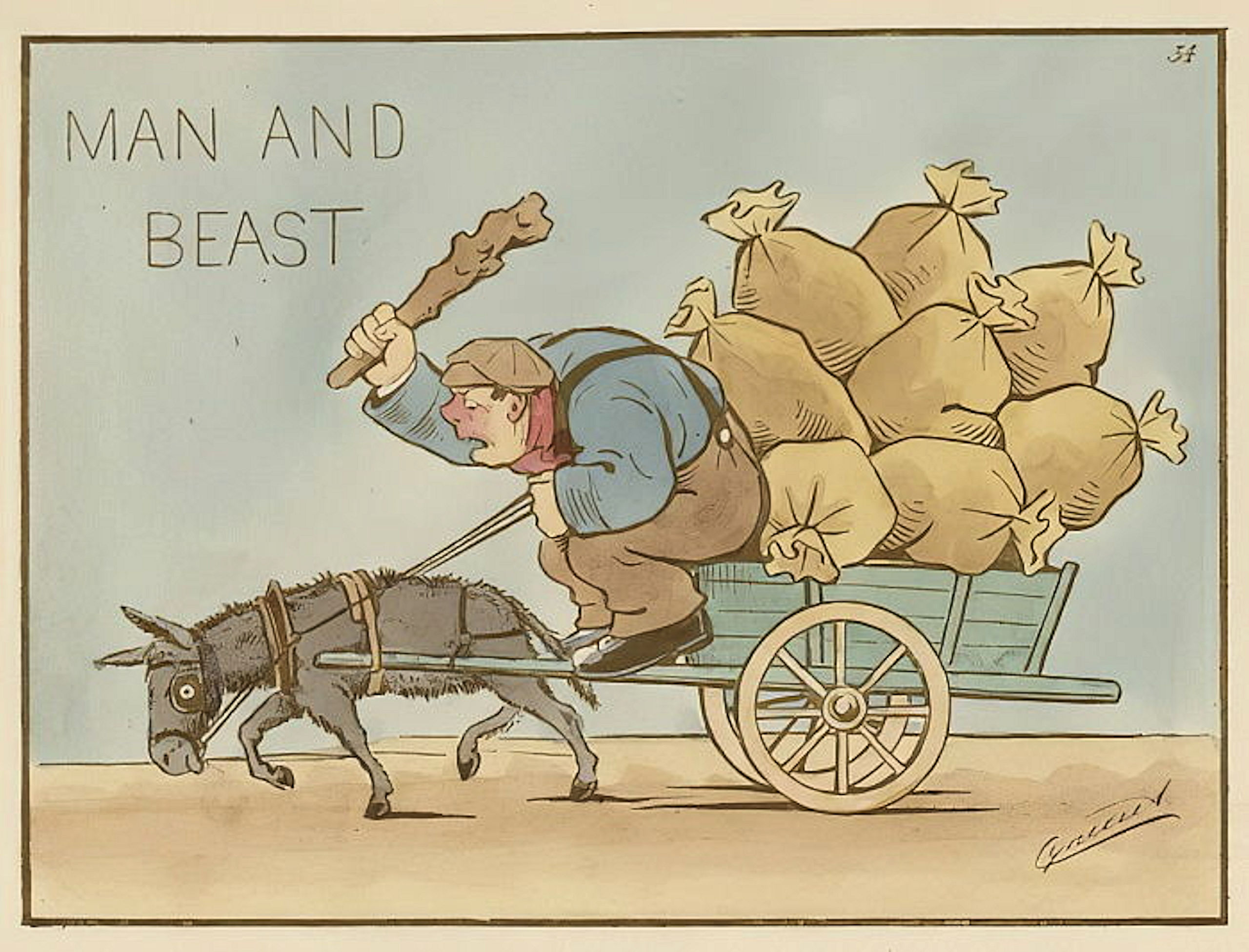 Tayport Heritage Trail - Board 6 - Cynicus postcard example - "Man and Beast"