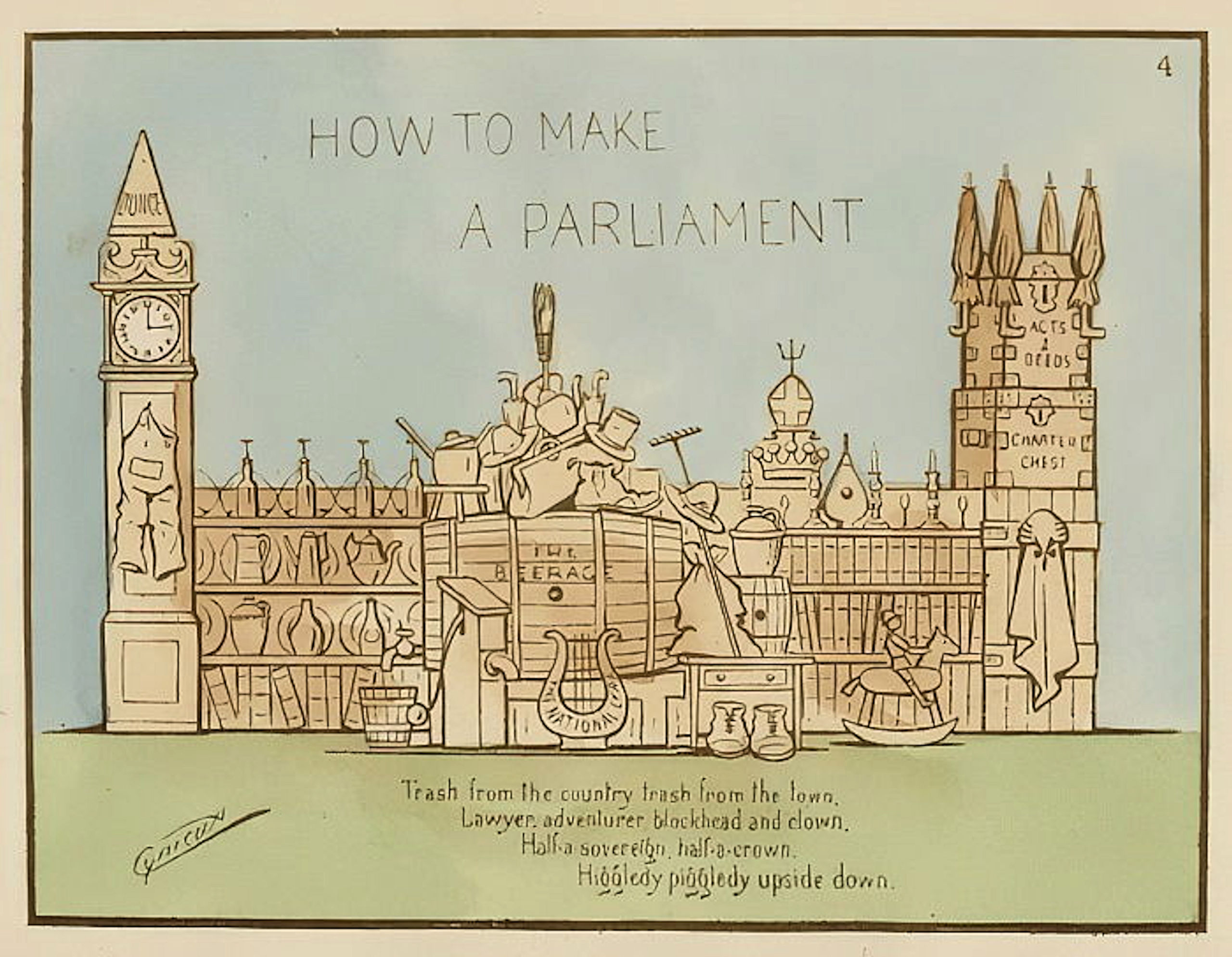 Tayport Heritage Trail - Board 6 - Cynicus postcard example - "How to make a parliament"